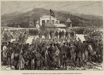 Interview zwischen Sir Owen Lanyon und den einheimischen Häuptlingen von Zoutpansberg, Transvaal